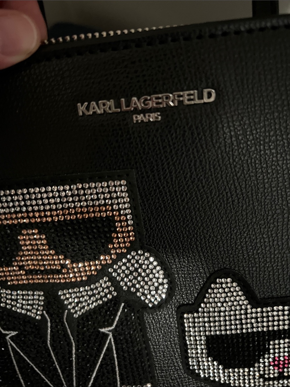Karl Lagerfeld bling crystals crossbody satchel purse bag - Picture 10 of 10